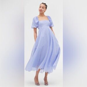 ISO Hill House Light Blue Puff Sleeve Midi Dress